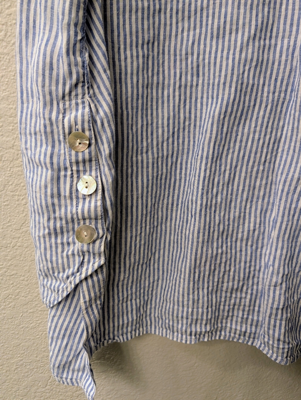 J Jill Love Linen Tunic Length Sleeveless Blouse Mother Of Pearl Buttons - Picture 5 of 7